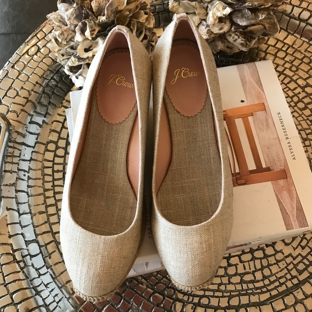 J. CREW SEVILLE METALLIC ESPADRILLE WEDGES - Picture 5 of 14